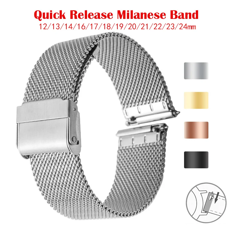 

12/14/16/17/18/20/21/22/24mm Stainless Steel Watchband Milanese Loop Metal Bracelet for Samsung Watch 4 Classic 46mm Strap Belt
