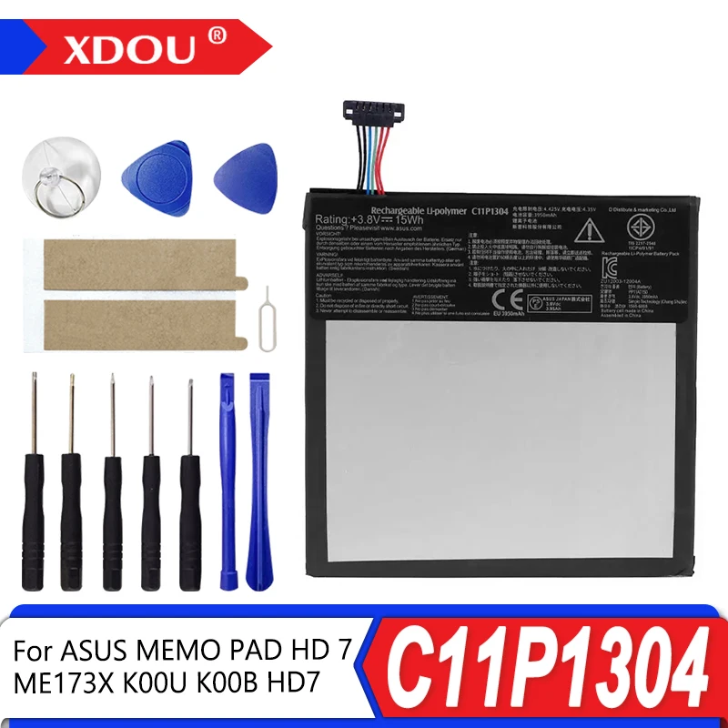 Фото Совершенно новый аккумулятор C11P1304 3950 мАч для ASUS MEMO PAD HD 7 ME173X K00U K00B HD7 планшеты Bateria + инструменты №1