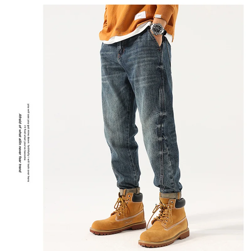 Streetwear Men 2022 Autumn New Style Loose Straight Cylinder Blue Jeans Vintage Chaopai Fashion Comfortable Haren Pants Female