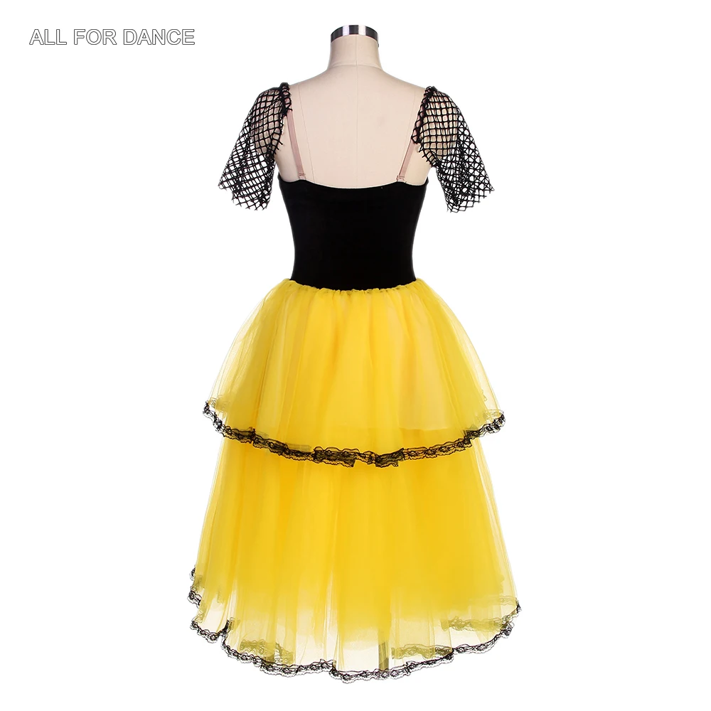 22562 Черный бархат с желтыми тюлевыми пачками балетные пачки для испанских групп