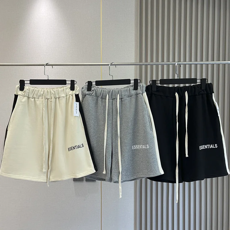 

Мужские летние хлопковые спортивные шорты с буквенным принтом, модные уличные спортивные шорты для отдыха на открытом воздухе, бега, 5 точек...