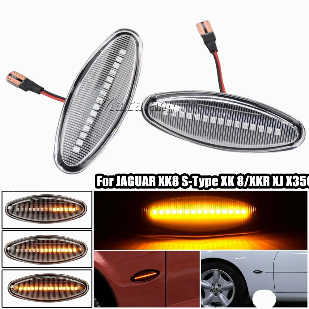 

For Jaguar S-Type 1999-2007 XK8 XKR 1996-2005 XJ X350 2003-2006 LED Turn Signal Side Marker Light Dynamic Indicator Blinker Lamp