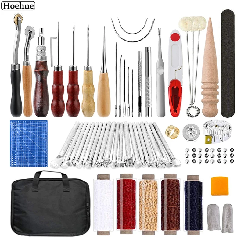 

Leather Craft DIY Tools Kit Leather Sewing Punch Tool set Cutter Carving Working Stitching Leathercraft Tool for Beginner