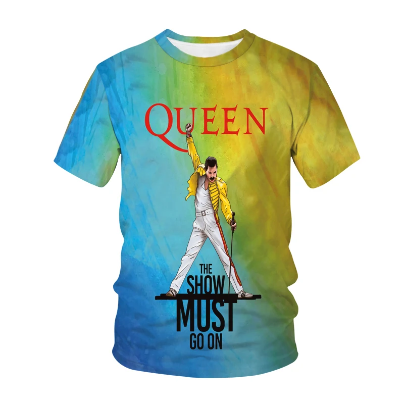 

Freddie Mercury Queen Band Футболка Heavy Metal Rock Man Top Футболка Хип-хоп Футболки с коротким рукавом Крупногабаритная уличная мужская одежда футболка оверса...