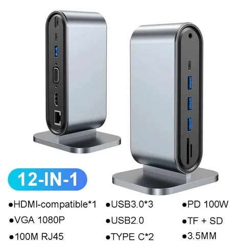 Kebidu 12-в-1 USB C Hub Docking Station