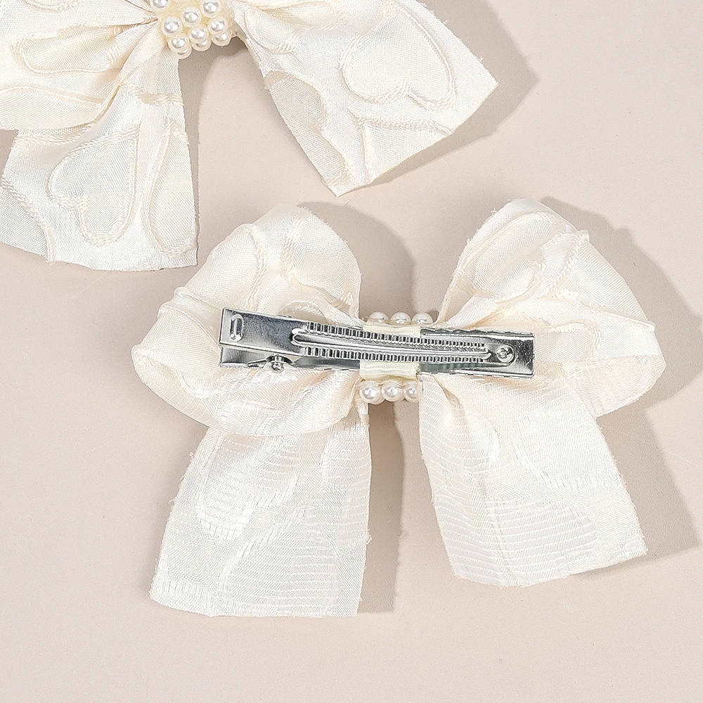 ncmama 2 шт. заколка для волос с бантом в форме сердца однотонная лента заколки