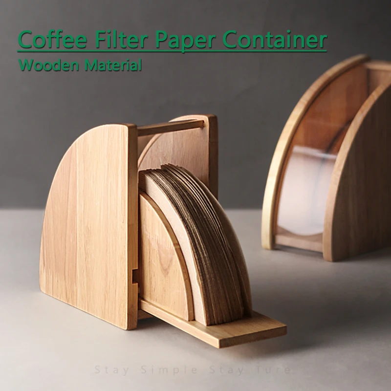 

Coffee Filter Paper Holder Storage Box Wood Dust-proof V60 Filter Paper Rack Stand Home Cafe Making Coffee Accessories Coffeware
