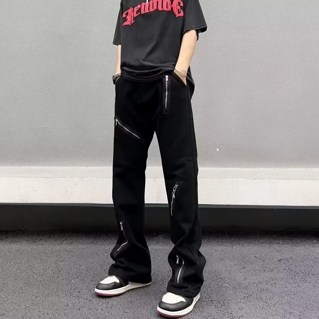 Черные джинсы Vibe Street Drop Sensibility свободные брюки с микро-клеш прямые модный