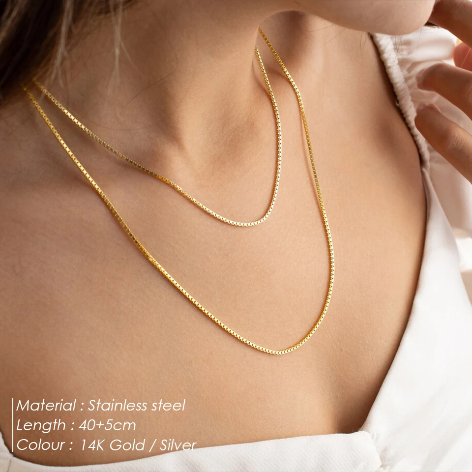 Фото Ожерелье-цепочка St-Delan с позолотой 14K, изящный чокер из нержавеющей стали, регулируемый 40+5 см, для женщин №2