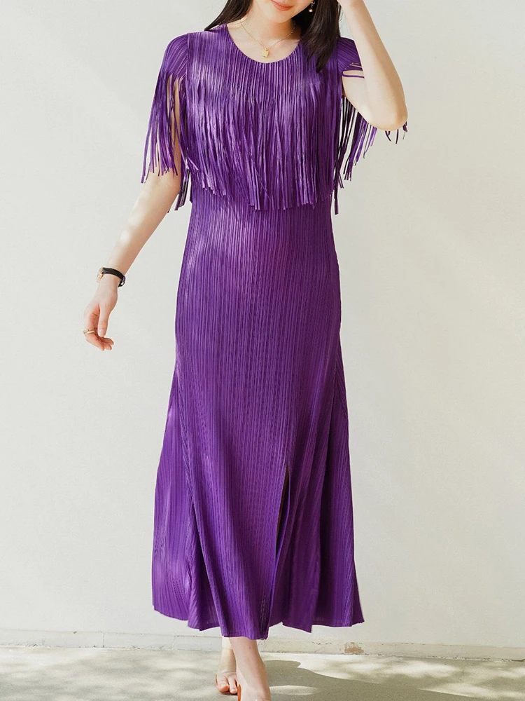 Плиссированное Платье с кисточками GVUW женское вечернее платье круглым