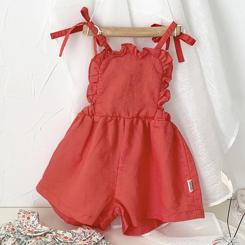 

0-4Y Baby Romper Newborn Baby Girl Boy Summer Clothes Sling Jumpsuit Ruffle Baby Sleeveless Jumpsuits Toddler Playsuit One piece