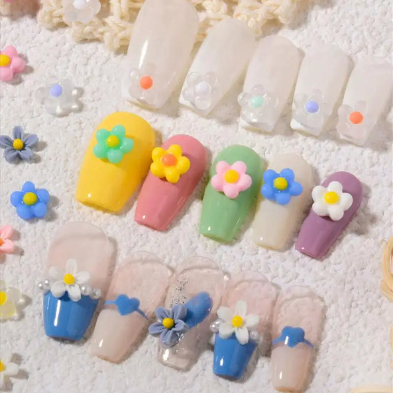Новые смешанные аксессуары для дизайна ногтей модные 3D маленькие цветы «сделай сам» Аксессуары для дизайна ногтей полимерные пять лепестков цветок инструмент для дизайна ногтей