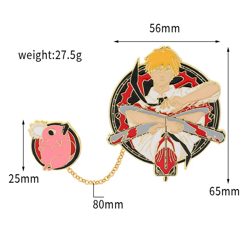 Мужская брошь с изображением цепной пилы японская манга значок аниме Kawaii жесткая