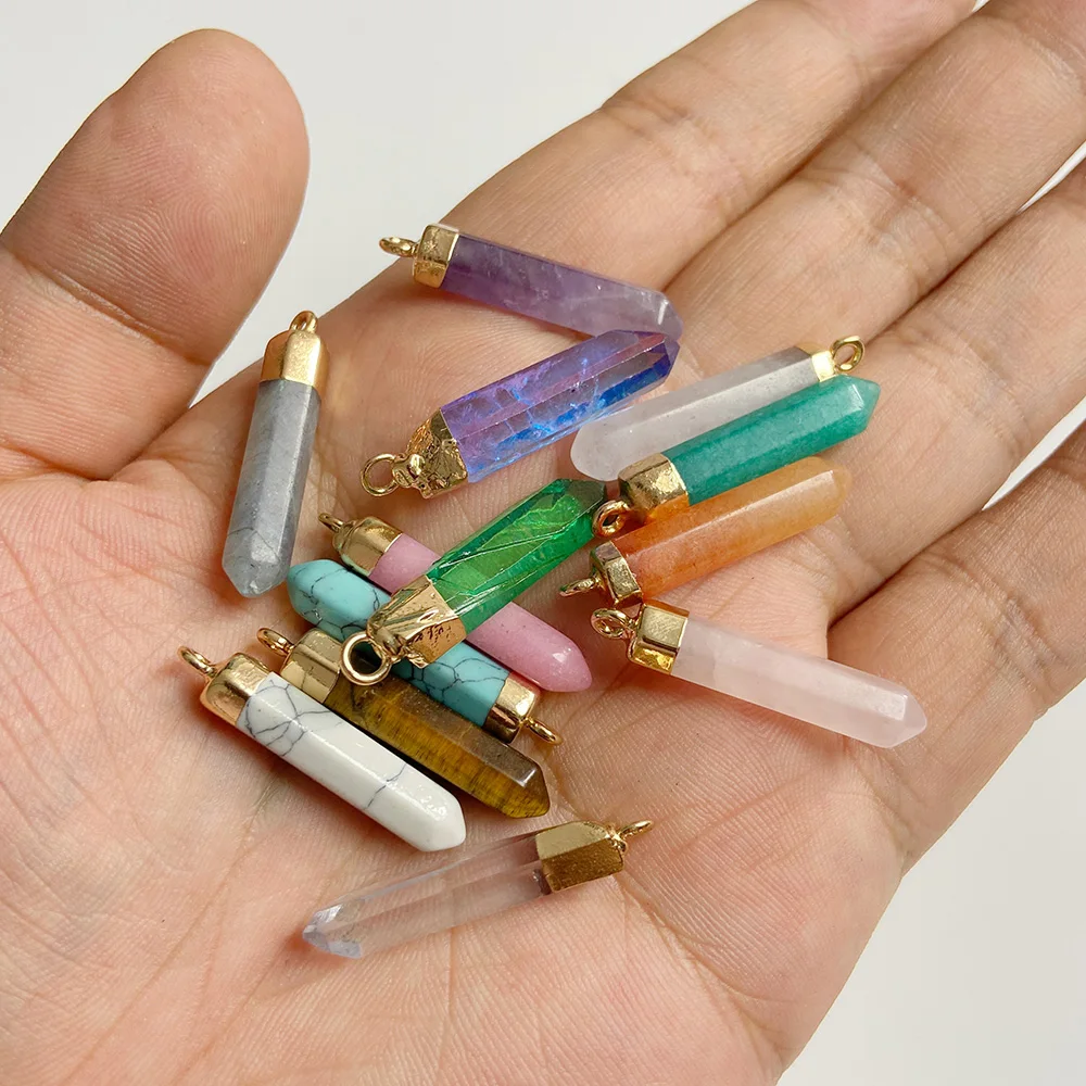 Подвески из натурального халцедона шестигранная цилиндрическая стандартная