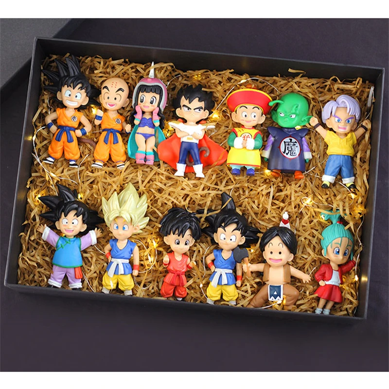 

Anime Dragon Ball Z Super Saiyan Son Goku Son Gohan Vegeta Broly Piccolo Majin Buu Q Version Set Figurines Model Gifts Toys