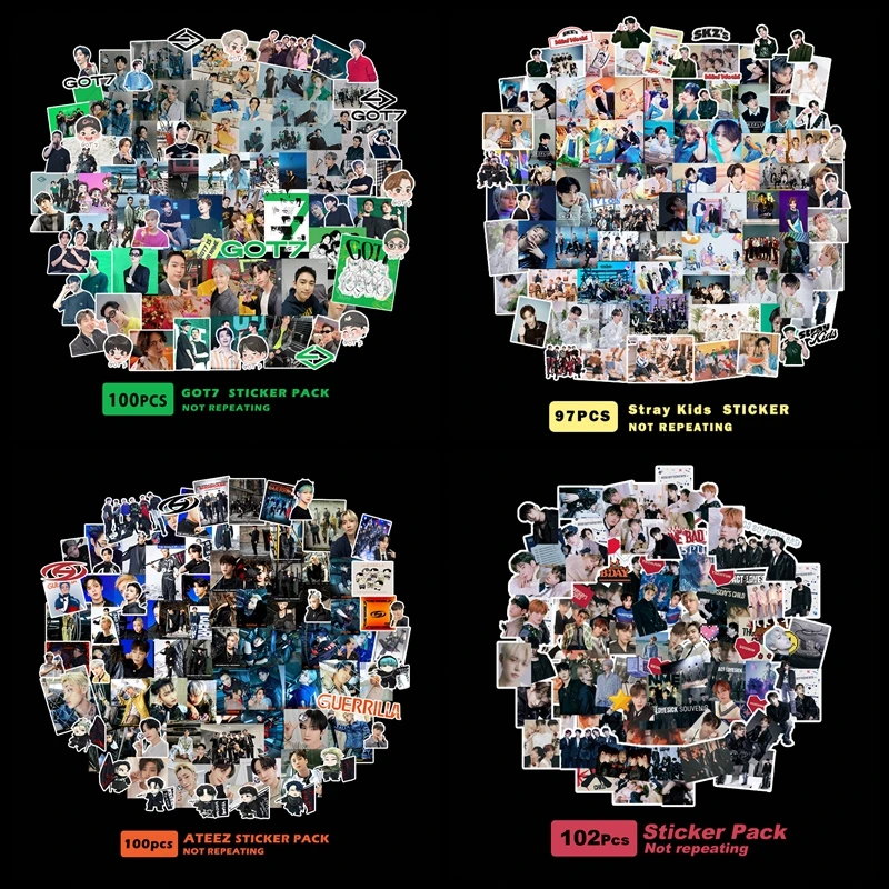 Paquete de pegatinas de Kpop Mix Stray Kids ATEEZ GOT7, álbum de fotos, papelería coreana, decoraciones, regalo