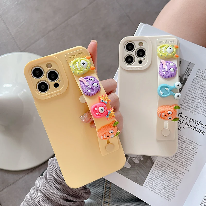 

Disney Cartoon Monsters Wristband Phone Case for iPhone 12 13 pro XS MAX X XR Cover