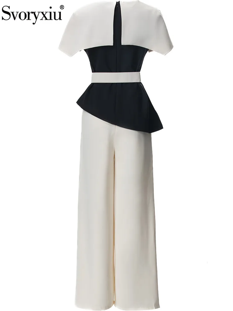 Женский костюм с брюками Svoryxiu разноцветный из топа без рукавов круглым вырезом и