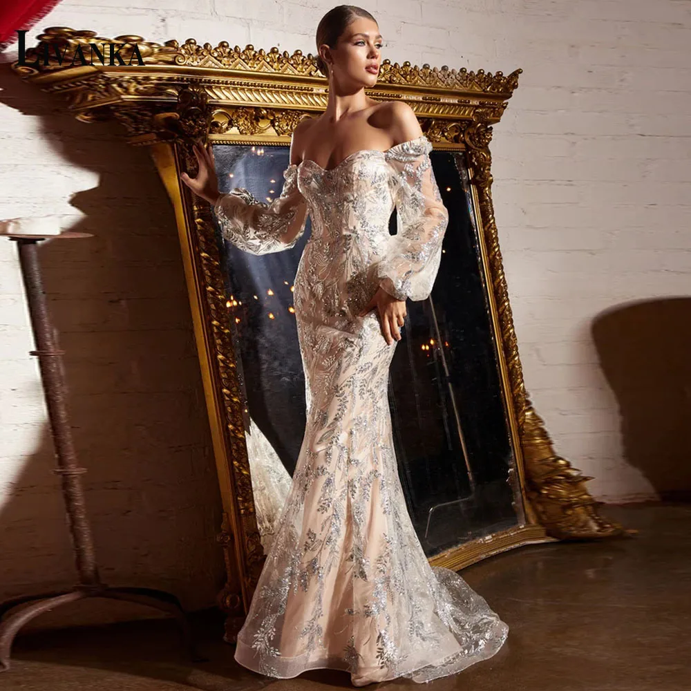 

LIVANKA Modern Evening Prom Dresses Sweetheart Off the Shoulder Backless Appliques Made To Order Vestidos Robes De Soirée