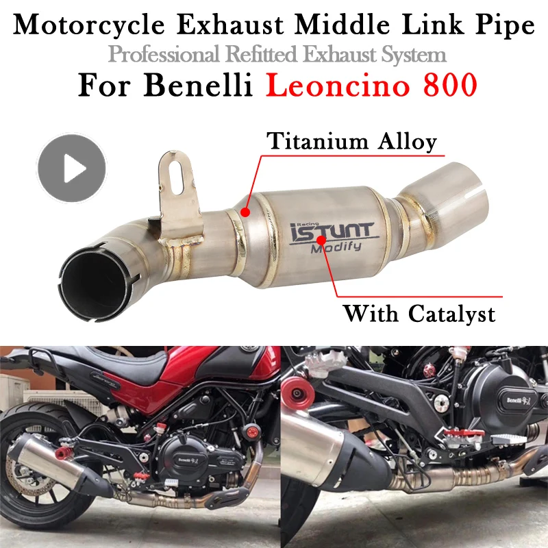 

For Benelli Leoncino 800 Motorcycle Exhaust Modify Escape Moto Mid Delete Original Catalyst Middle Link Pipe Eliminator Enhanced