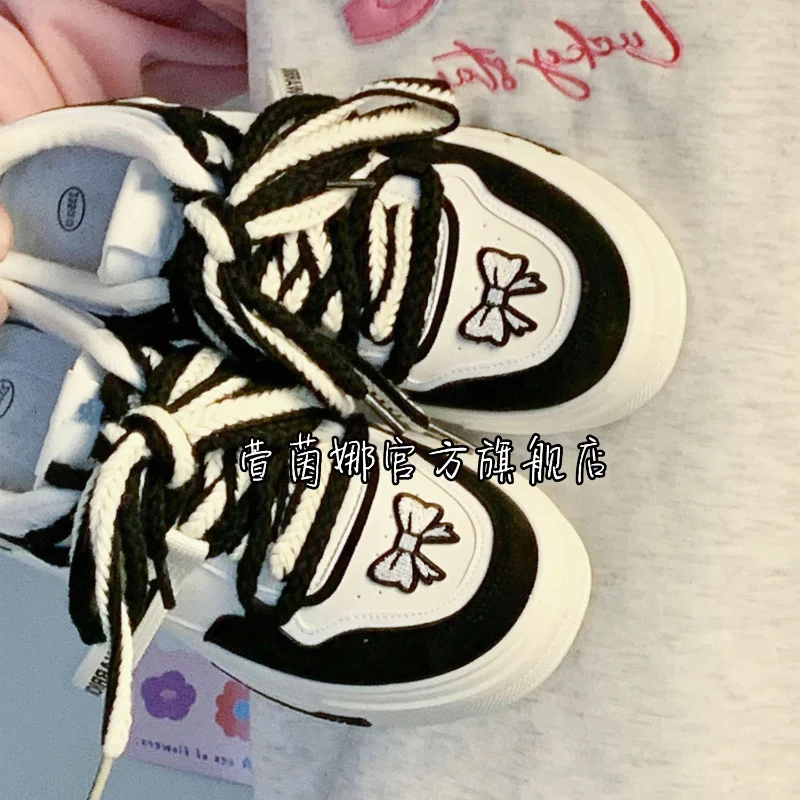 

Кроссовки женские на платформе, Вулканизированная подошва, Симпатичные повседневные, с бантом, спортивная обувь для бега, Аниме Стиль, на весну