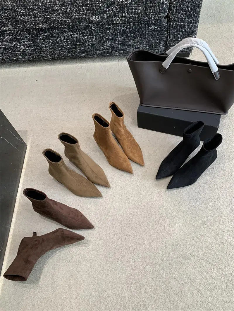 Туфли Женские сапоги на плоской подошве Сапоги с круглым носком - низкие женские