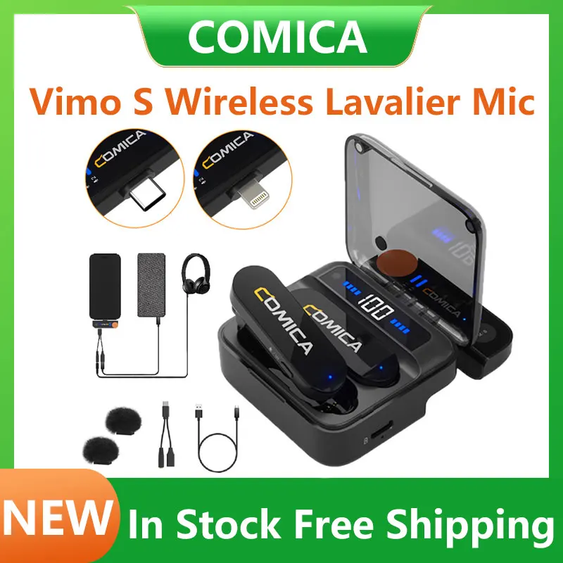

Comica Vimo S 2.4G Wireless Lavalier Microphone Compact Lapel Microphone With Charging Case for iPhone Android Phone
