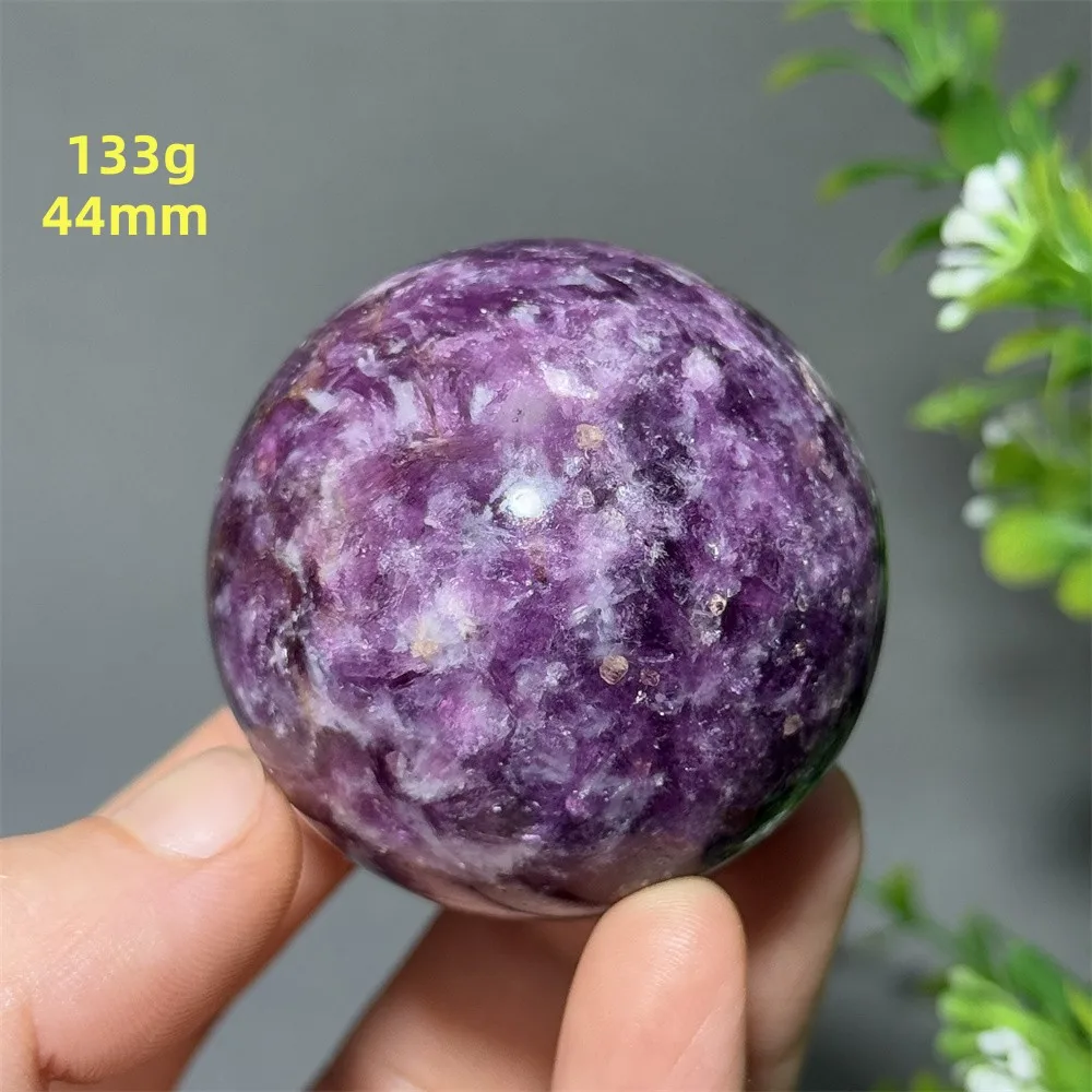 

Natural High-Quality Lithium Mica Ball Reiki Therapy Divination Massage Meditation Energy Ball Home Decoration Gift+Base