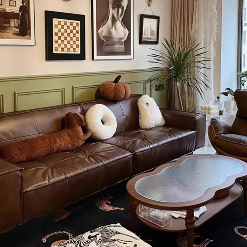 Современные кожаные диваны для гостиной в скандинавском стиле минималистичный