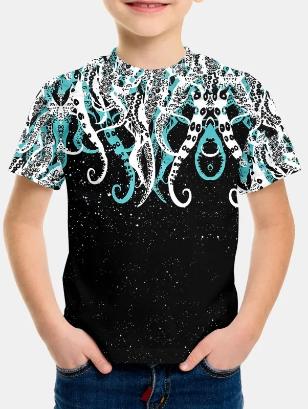 Футболка Crusoe с 3D-принтом кальмара для мальчиков детская одежда топы рубашки