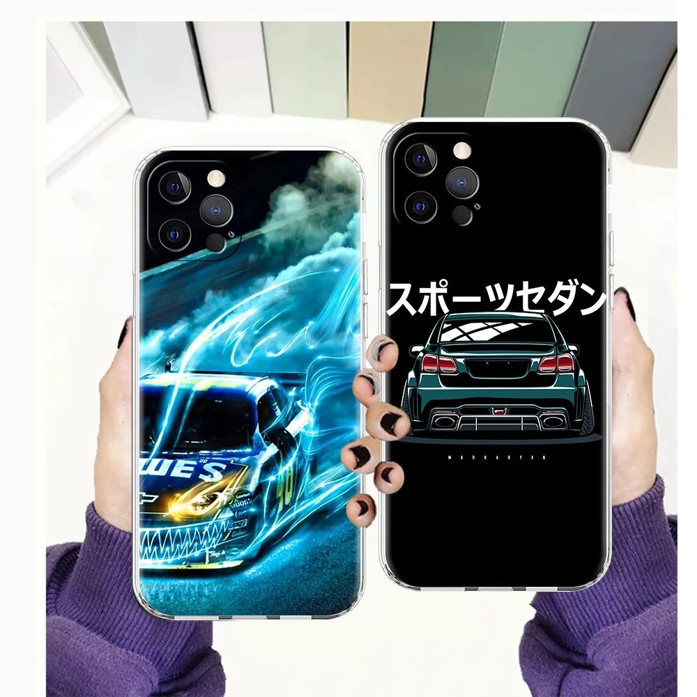 

JDM Tokyo Drift Sports Car Case for iPhone 13 12 Pro Max Cover Transparent Soft for iPhone 11 ProMax 7 8 Plus X XS XR SE2020 TPU