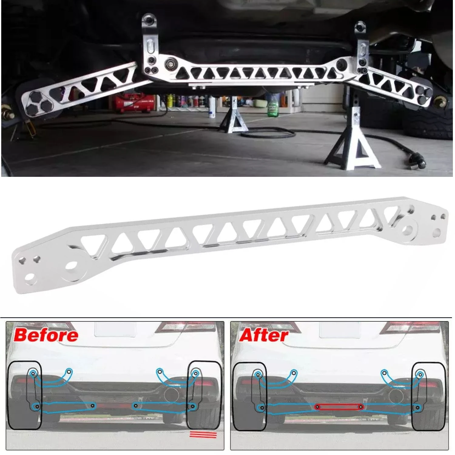 Фото Серебристый кронштейн заднего подрамника для Honda Civic ES EP3 DX 01-05 и Acura RSX 02-06, детали подвески №4