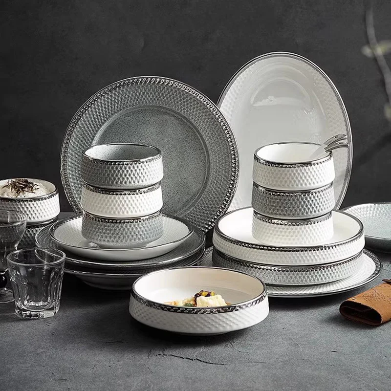 

Ceramic Cutlery Tableware Tea Outdoor Portable Chopsticks Spoon Plates Dinner Cooking Utensil Jogo De Pratos Dinnerware Sets