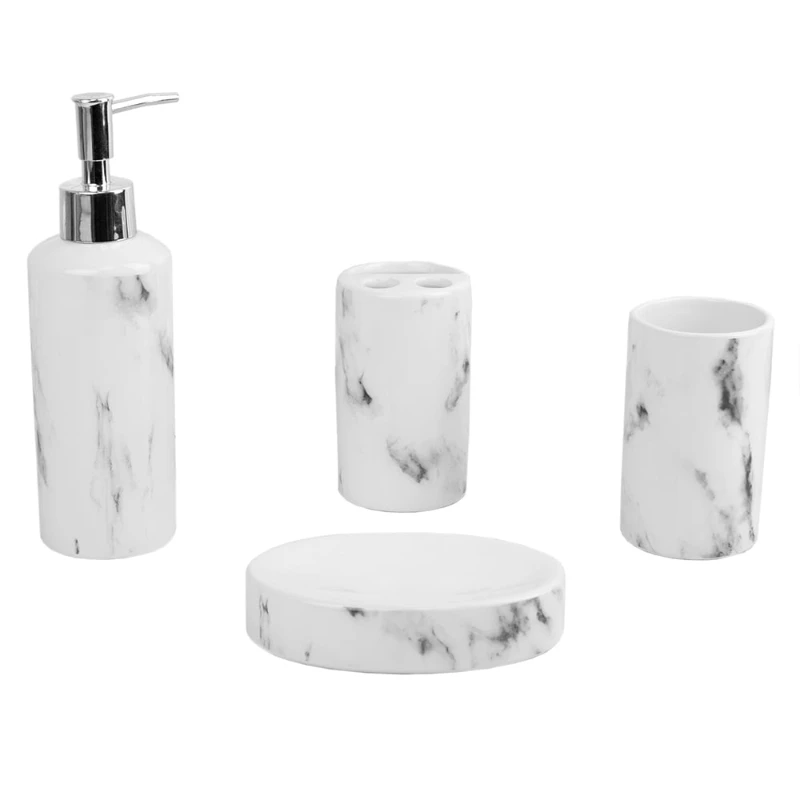 

4 Piece Ceramic Bath Accessories Sets, White