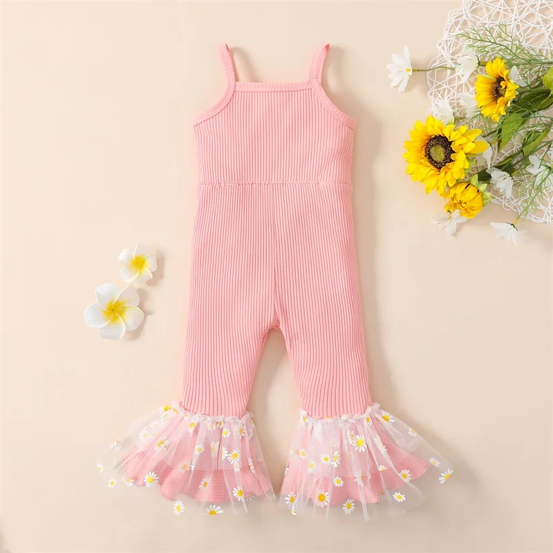 

Детский комбинезон на бретельках, с цветочным принтом