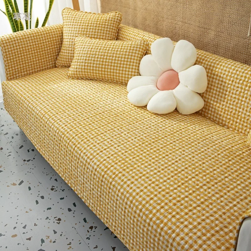 

Cotton sofa cover Four seasons universal lattice geometric non-slip sofa cover