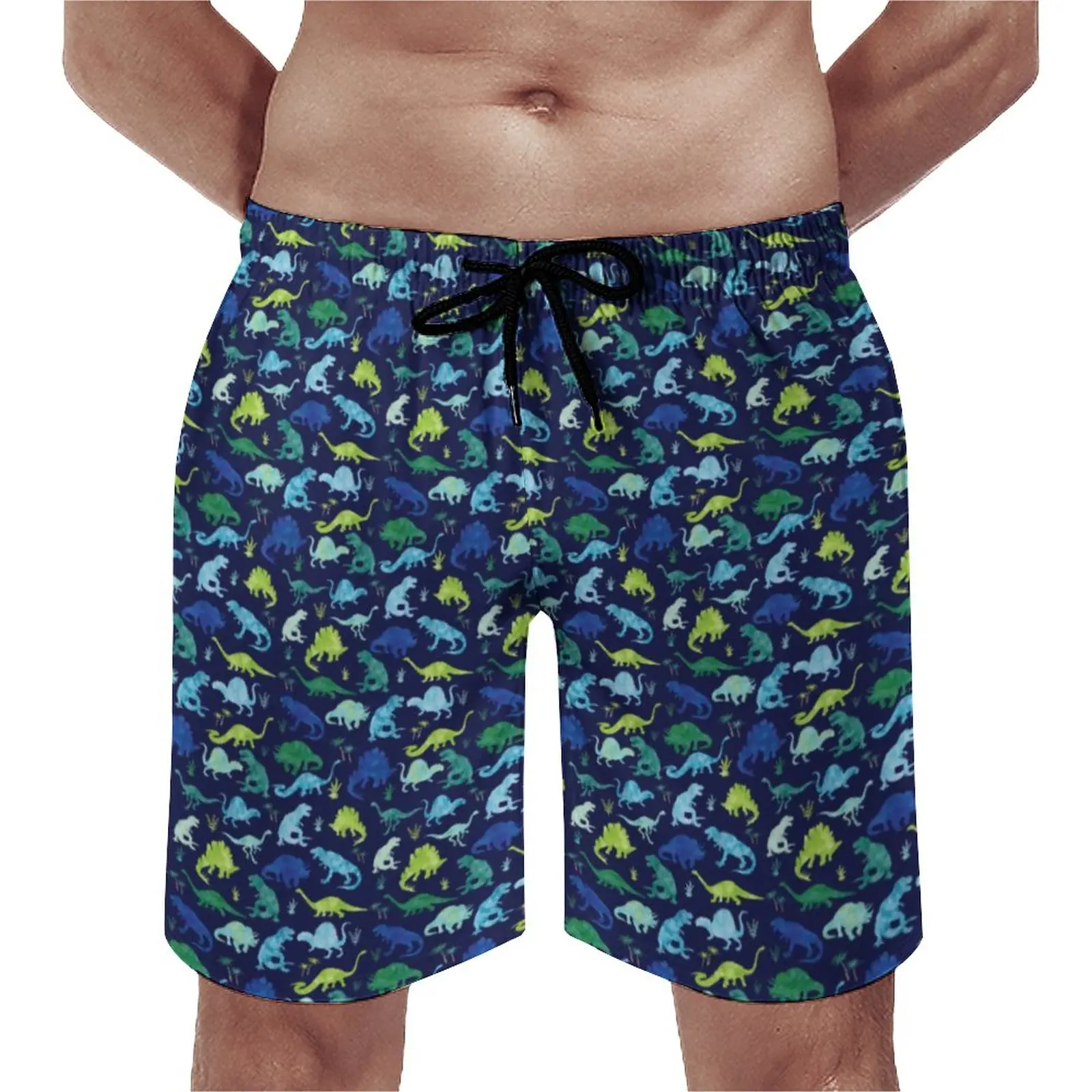 

Animal Silhouette Gym Shorts Colorful Dinosaur Vintage Beach Short Pants Male Printed Sports Surf Quick Drying Swimming Trunks