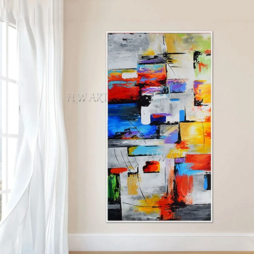Абстрактный красочный дизайн акриловые картины маслом ручной работы украшение