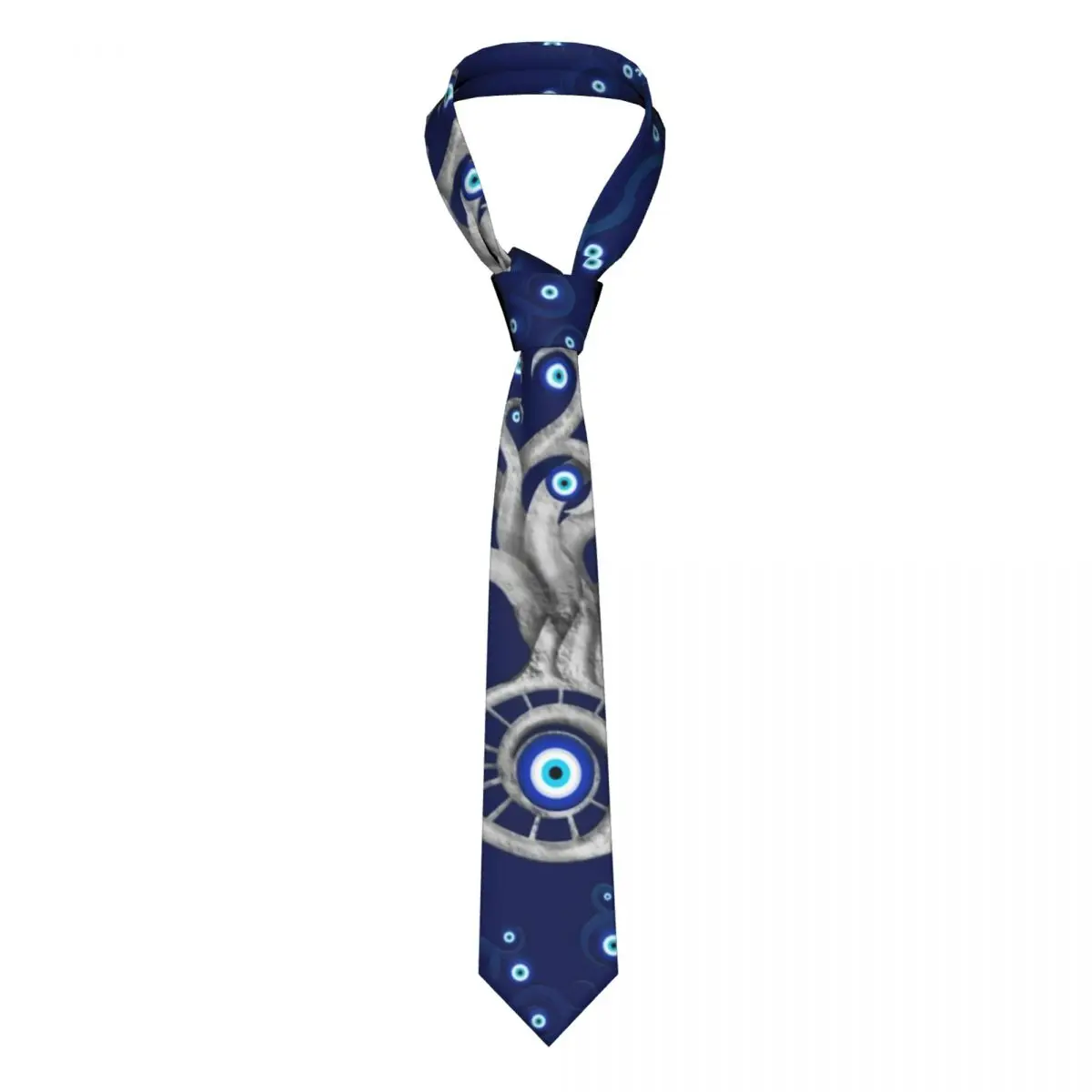 

Greek Evil Eye Art Tie Amulet Tree Print 8CM Design Neck Ties Gift Business Man Shirt Cravat