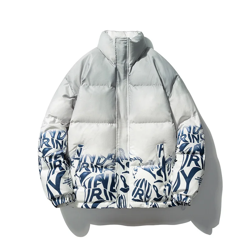 2022 Winter New Casual Fashion Down Jacket Men Jacket Coat Solid Print Windproof Oversized Hip Hop Style Streetwear Men Jackets