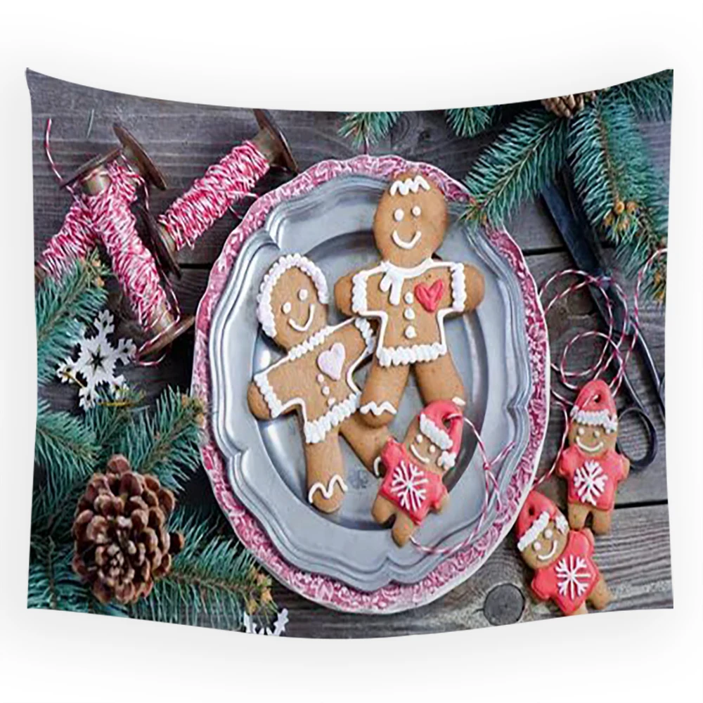 

Christmas Cookie Figurine Home Print Tapestry Home Decor Aesthetic Festive Decoration Bedroom Living Room Tapestry Decor Tapiz