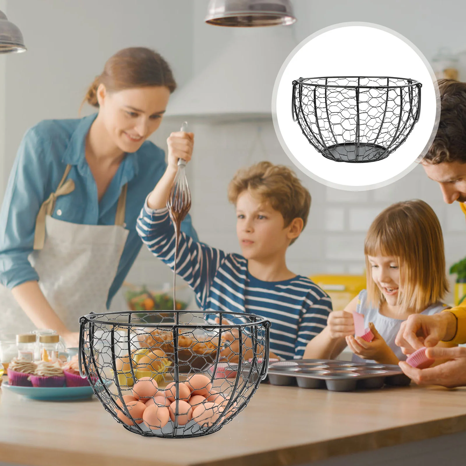 

Table Top Fridge Egg Basket Iron Decorative Fruit Household Food Miscellaneous Blue Container Sundries Storage Vegetable