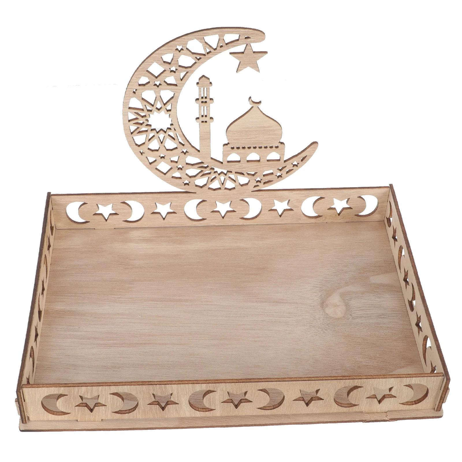 

Ramadan Dry Fruit Dessert Tray Wooden Eid Food Plate Desktop Storage Holder Decoration