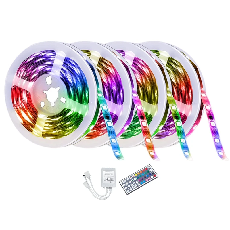 Акция! Гибкие светодиодные ленты для спальни 20 метров 3528 RGB многоцветные с 44-кнопочным пультом дистанционного управления на Рождество Yar.