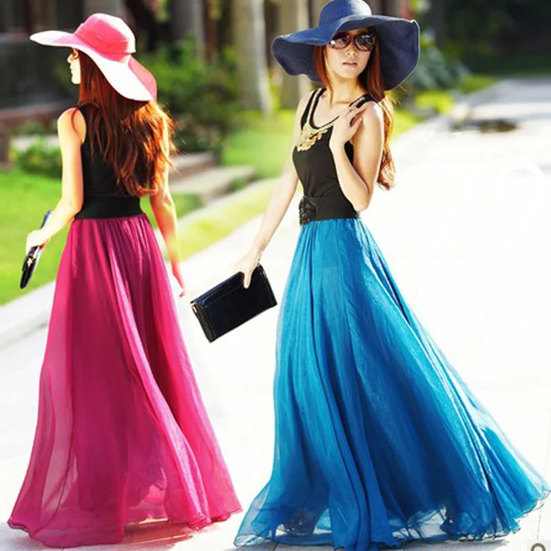 

Bohemian 2023 swing long spring and autumn 8 meters mopping beach chiffon skirt DQ853