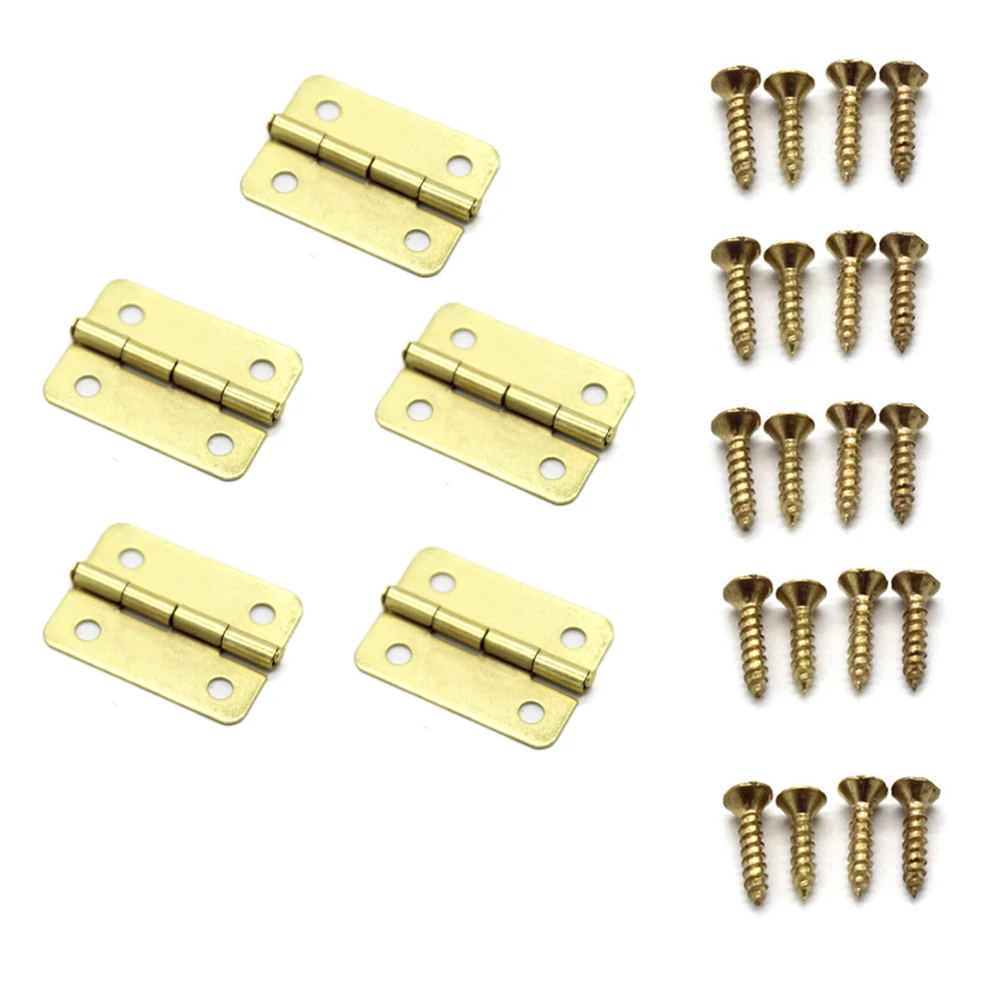 

5pcs Kitchen Cabinet Door Hinges Furniture Accessories 4 Holes Drawer Imitation Copper Hinges Jewelry Boxes Furniture Fittings