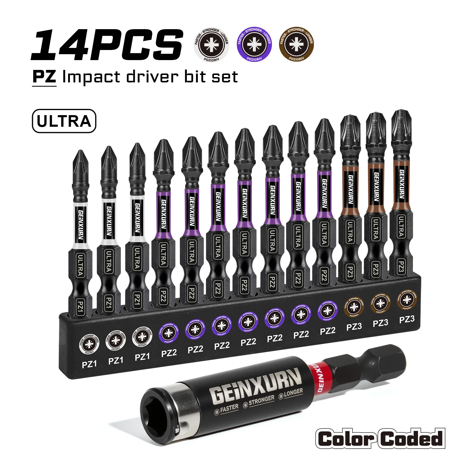 

Набор отверток Geinxurn Impact Pozidriv PZ1/2/3