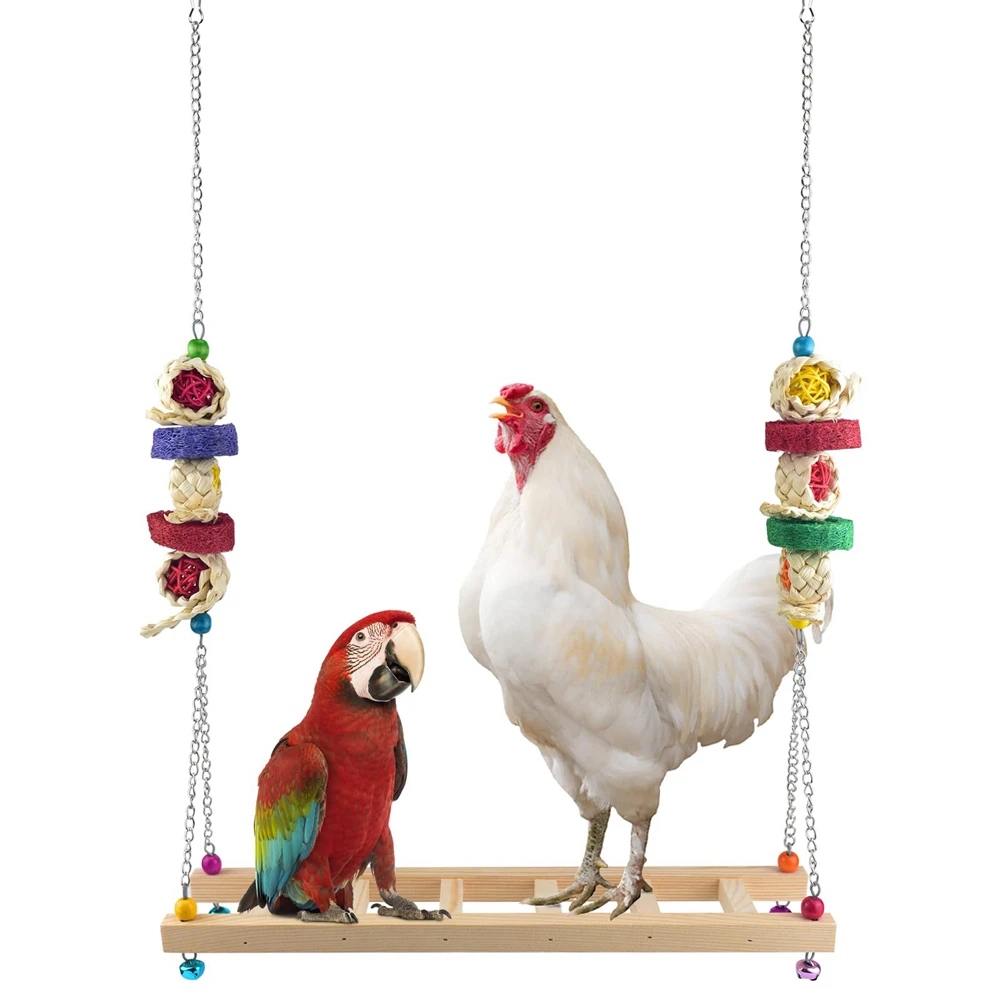 

Chicken Swing Ladder Toys with Natural Wooden Chicken Perch, Chicken Wood Stand Toy for Hens, Handmade Chicken Coop Swing Ladder