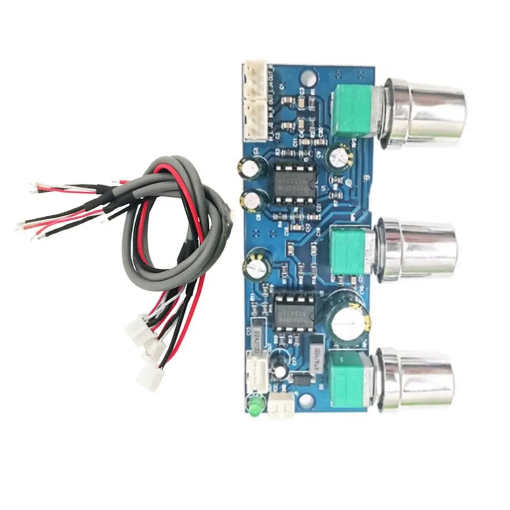

NE5532 DC10-24V 2.1 Channel Tone Preamplifier Board Audio Equalizer Subwoofer Preamp Tone Control Bass Pre Amplifier