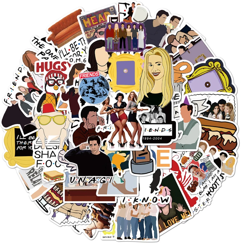 

10/50/100PCS Friends sticker TV Show Letter Anime Vintage Paster Gift Toy Funny Decal Scrapbooking DIY Phone Laptop Stickers